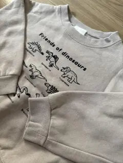 恐竜イラスト トレーナー ベージュ