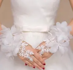 ウェディンググローブ 花飾り付き
