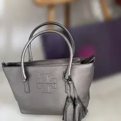 Tory Burch グレー レザートートバッグ