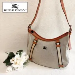 BURBERRY BLUE LABEL キャンバス ショルダーバッグ グレー