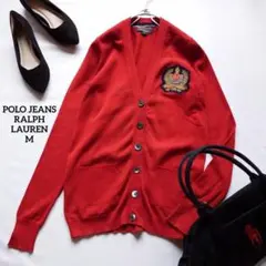 ✨希少 レア ラルフローレン ポロジーンズ 刺繍エンブレム カーディガン 赤 M
