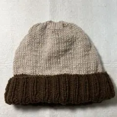 ニット帽 グレーとブラウン