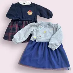 限定値下げ プティマイン・WILL MERY ♡長袖ワンピ ２枚セット 80cm