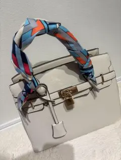 ホワイトトートバッグ スカーフ付き