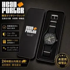 【未使用】HEAD PORTER 腕時計 オールブラック 稼働品 缶ケース付のサムネイル