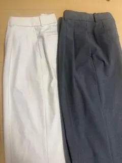 タックワイドパンツ　Ｌ　NATURAL&GRAY 2本セット