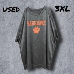 a163　【used】　Tシャツ　杢グレー　3XL　大きいサイズ　輸入古着　肉球