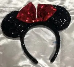 ミニー スパンコール　リボンカチューシャ