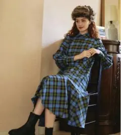 idem❤︎チェック柄ティアードロングワンピース⭐︎超美品！のサムネイル
