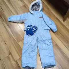 スノボ　雪遊び　キッズ　水色 子供用スキーウェア 手袋付き　グローブ
