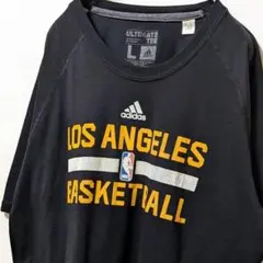 アディダス NBAロサンゼルスレイカーズ ロゴ Tシャツ ブラック黒 L古着