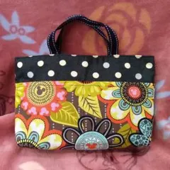 ハンドメイド★バッグインバッグ　花柄　生地　平成レトロ