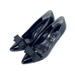 【極美品】DIANA ダイアナ リボンエナメル レザー パンプス 黒 23.0