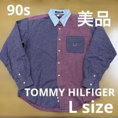美品　トミーヒルフィガー 長袖ボタンダウンシャツ L クレイジーパターン