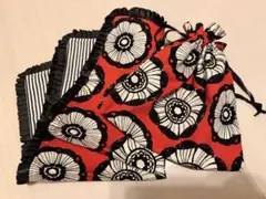 フリル付きカフェマット　巾着袋　ペット