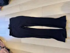 リブ編み フレアパンツ 黒 マタニティパンツ