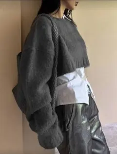 SHEIN DAZY ドロップショルダー　ニット　セーター　長袖　クロップド