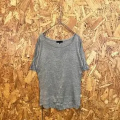 iCB 半袖カットソー サマーニット 無地 ボタン グレー レディース S