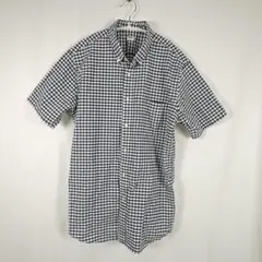 UNIQLO チェック柄 半袖シャツ L ネイビー/ホワイト