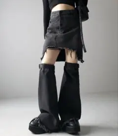 me+em select ヴィンテージブラックダメージデニムミニスカート