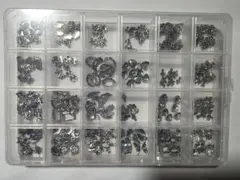 シルバー ネイルパーツセット 24種類 ケース入り