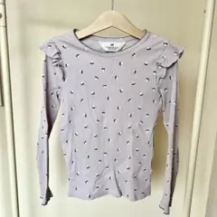 H&M肩フリル付き紫カットソー