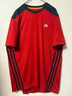#3640 adidas アディダス トレーニングTシャツ レッド×ブラック M