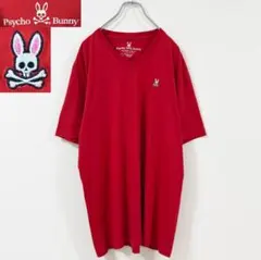 US規格　XL相当　サイコバニー　ワンポイントスカルバニー刺繍のVネックTシャツのサムネイル