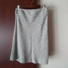 COMME CA ISM グレー系ツイードタイトスカート 膝丈
