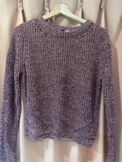 H&M パープル クルーネック ニット