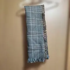 ブラウン系チェックストール 大判 ウール混紡