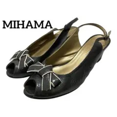 【セール】MIHAMA ミハマ ウェッジソール サンダル リボン黒 23.5cmのサムネイル