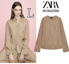 新品ZARA 定価8,590円 プリーツ シャツ L ラスト1点！