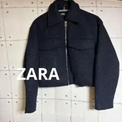 ZARA ザラ ブークレクロップドジャケット ネイビー Mサイズ