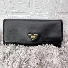 PRADA 長財布 1MH132 サフィアーノ パイピング ブラック - メルカリ