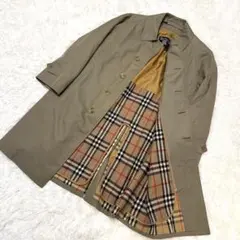 バーバリー ステンカラーコート ライナー付き ロングコート ノバチェック 玉虫色