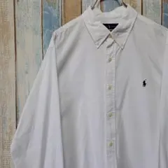 MR44☆ラルフローレン☆長袖BDシャツ☆ワンポイント刺繍ロゴ☆白シャツ☆XL