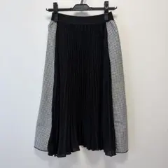 黒と白のチェック柄プリーツスカート Mサイズ