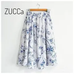 新品タグ付き ZUCCa ラインフラワープリント キュプラスカート ウエストゴムのサムネイル