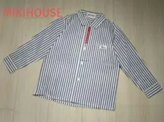 MIKIHOUSE　ミキハウス　ストライプ柄シャツ　100 ロゴ　刺繍