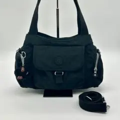 Kipling 2way バッグ モンキーチャーム付き ナイロン