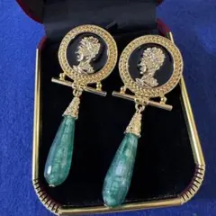 ヴィンテージ　デザイン　アクセサリー　ピアス　ゴールド　グリーン　イヤリング