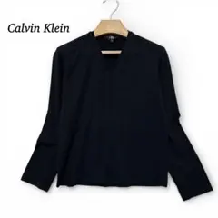 カルバンクライン 長袖カットソー 【M】 ロンT Vネック ブラック おとなっぽ