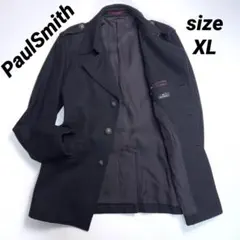 ポールスミス ミリタリーコート カシミヤ混 エポーレット メタルボタン XL 黒
