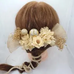 髪飾り【5c20】ドライフラワー　ヘッドパーツ　結婚式　成人式　卒業式　振袖　袴