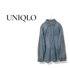 【ユニクロ】XL デニム長袖シャツ 綿100% カジュアル 羽織り