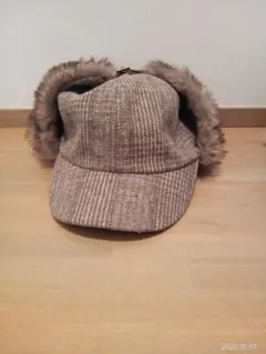 ブラウン系ファー付きフライトキャップ