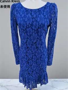 未使用 Calvin Klein カルバンクライン 総レース フリルドレス
