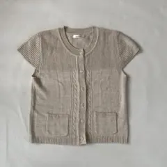 vintage 半袖ニット カーディガン ナチュラル ケーブル編み