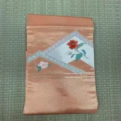 名古屋帯 帯 正絹 花柄 切り替え文様 オレンジ系 0323-31-ダ1